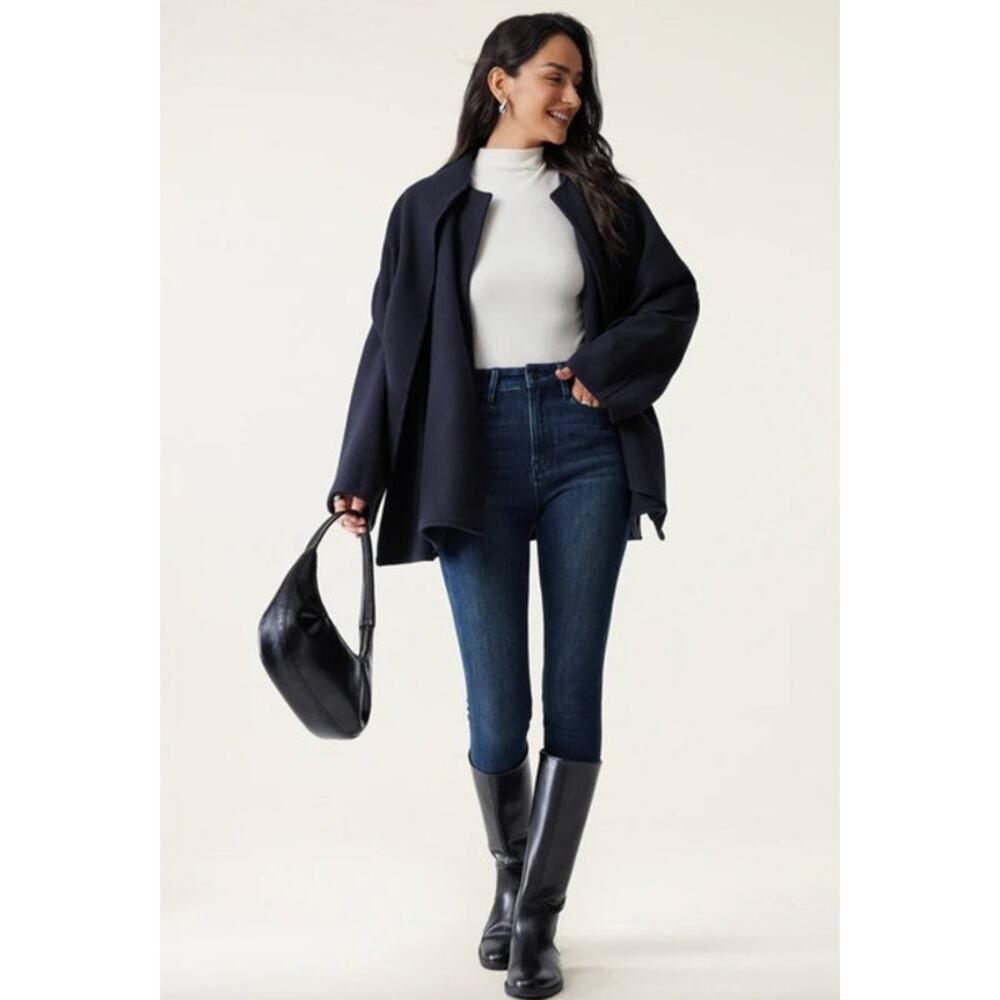 OGL Jacket Size L Navy Blue Oversized Scarf Jacket CashSoft Pockets Coat NEW - Picture 10 of 16
